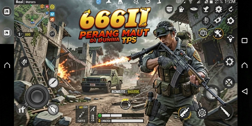 Screenshot menampilkan aksi intens dalam game TPS 666I.