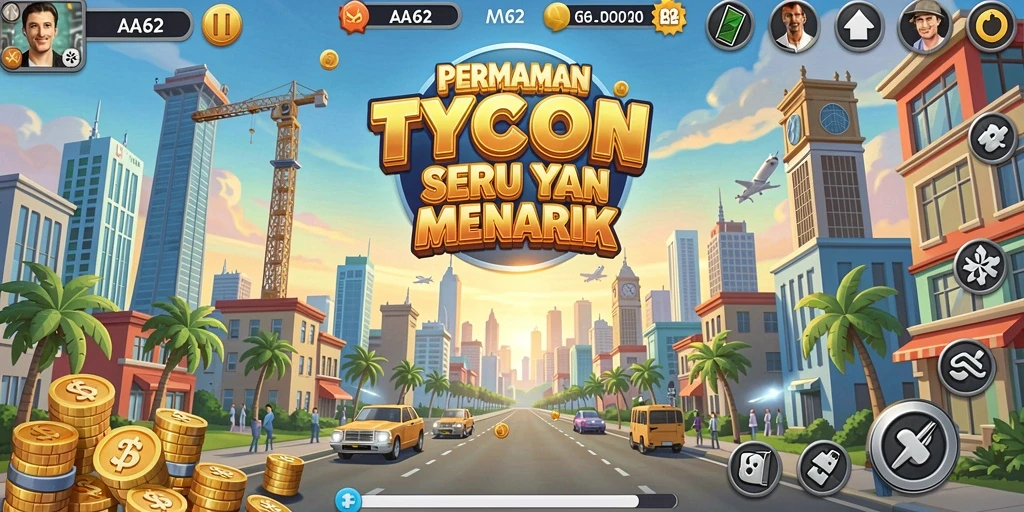 Tampilan gameplay AA62 dengan berbagai pilihan bisnis yang menarik.
