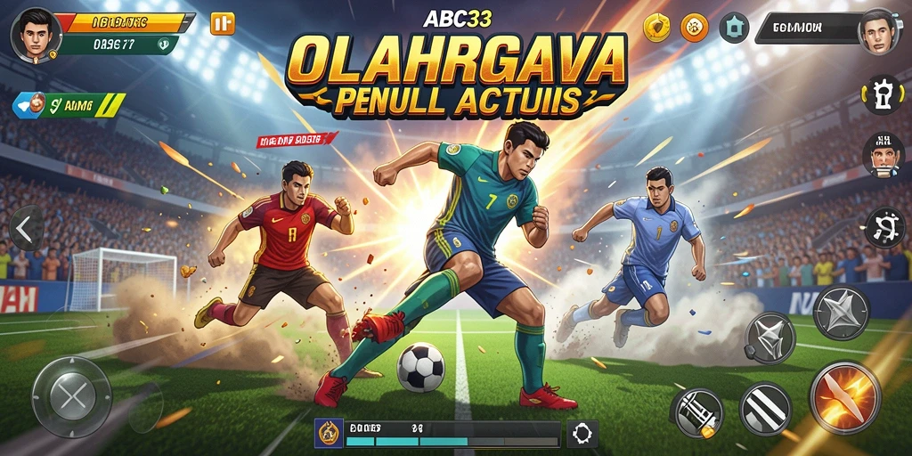 Screenshot gameplay ABC33 menampilkan pertarungan seru di lapangan olahraga.