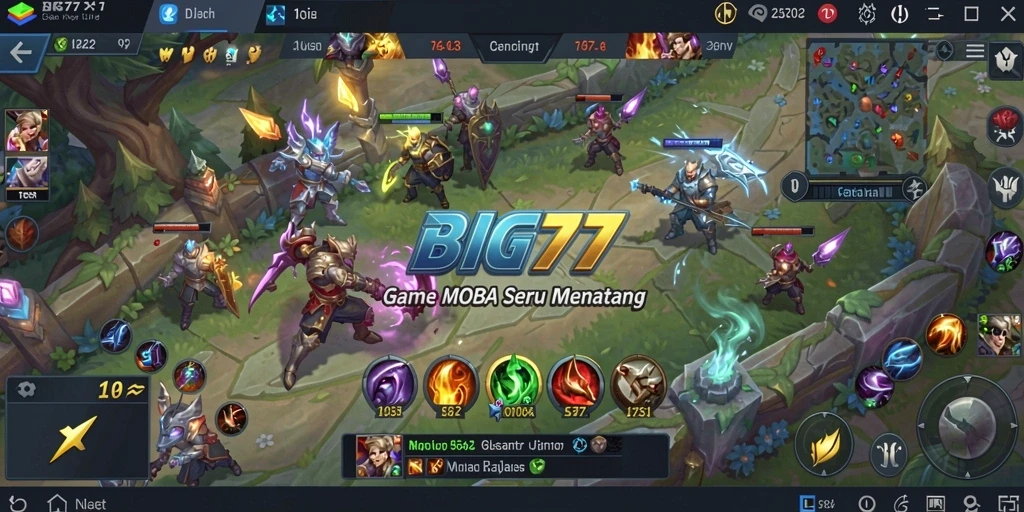 Tangkapan layar utama menampilkan gameplay mendebarkan BIG77 di arena pertempuran.