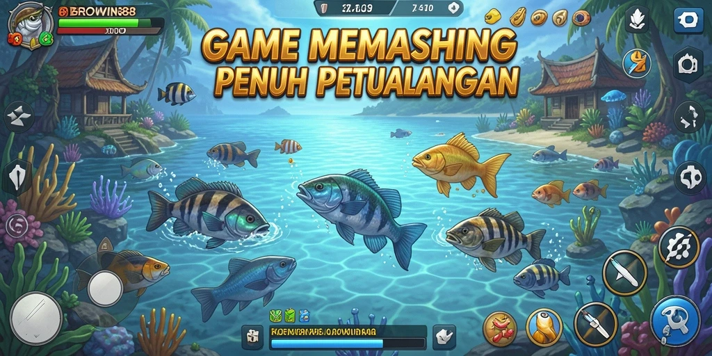 Screenshot gameplay BROWIN88 menunjukkan aksi memancing yang mendebarkan.