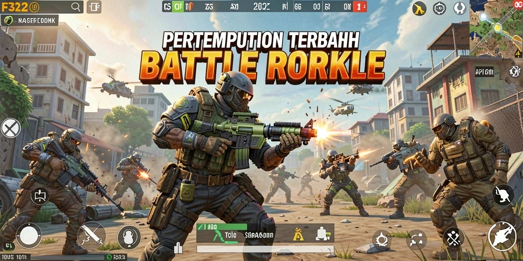 Screenshot menampilkan pertempuran intens di arena F32.