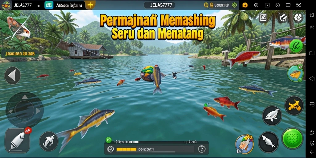 Tampilan gameplay seru dalam JELAS777 dengan berbagai jenis ikan.