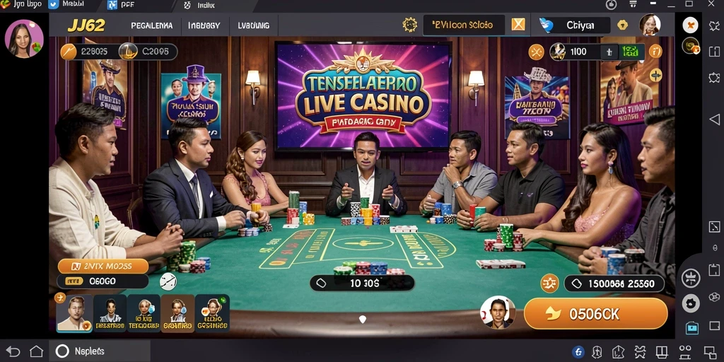Tampilan gameplay Live Casino yang mendebarkan di JJ62.