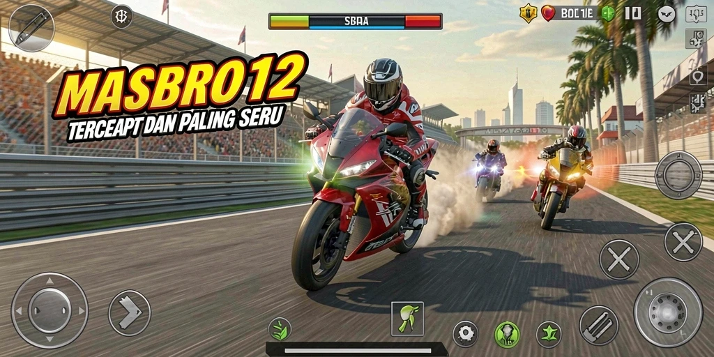 Gameplay seru balapan motor di MASBRO12.