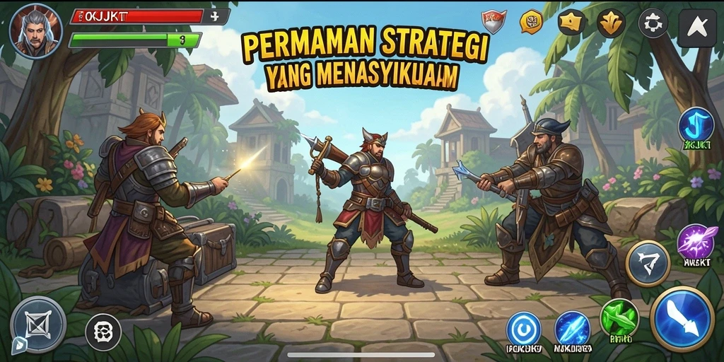 Tampilan gameplay dinamis dari OKJKT yang menantang dan strategis.