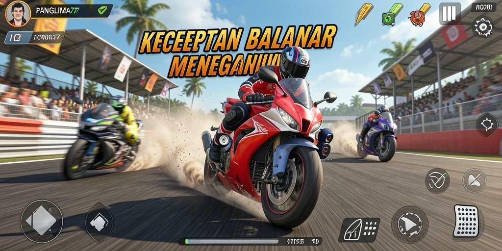 Gameplay seru dari PANGLIMA77 dengan balapan motor yang menegangkan.