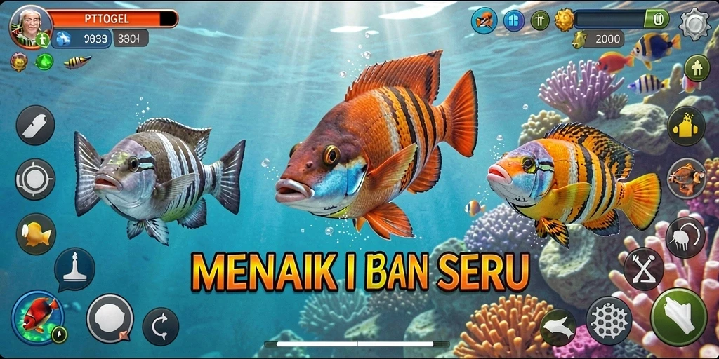 Tangkapan layar utama PTTOGEL menampilkan aksi seru permainan Tembak Ikan.
