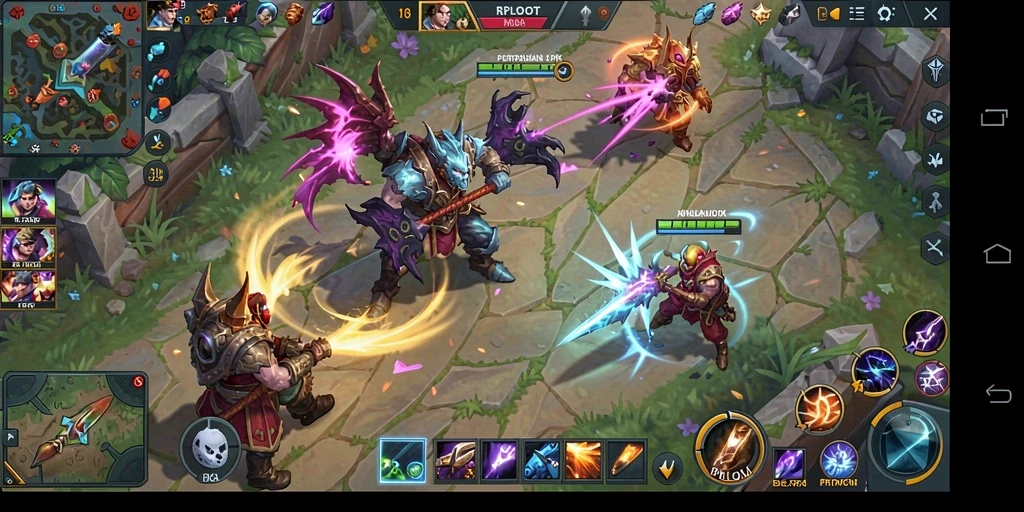 Screenshot gameplay RPLOOT menampilkan pertempuran yang intens dan strategi tim.