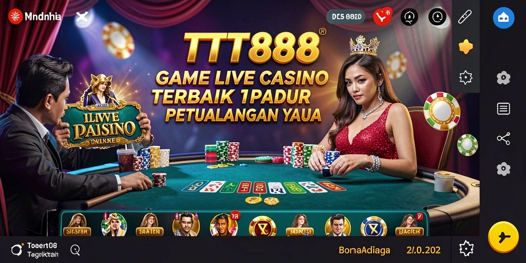 Screenshot gameplay TTT888 menampilkan suasana kasino yang dinamis dan interaktif.