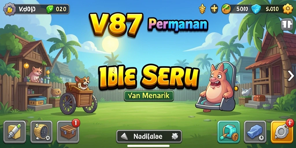 Tampilan seru gameplay Idle V87 yang penuh warna.