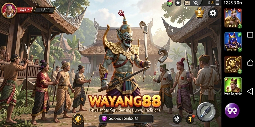 Screenshot gameplay WAYANG88 menunjukkan petualangan seru di dunia wayang.