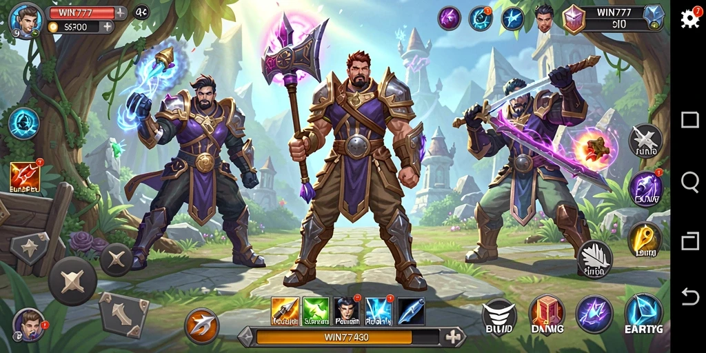 Tampilan layar gameplay seru dari WIN777 dalam pertarungan ARPG.